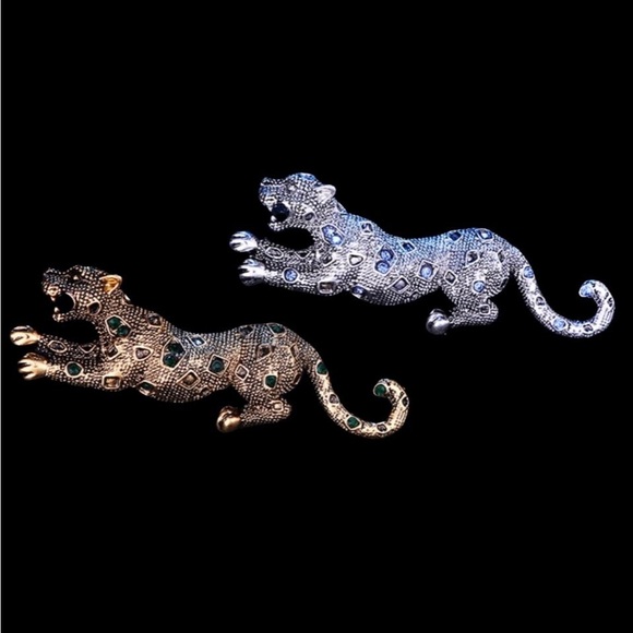 Crystal Rhinestone Cheetah Suit Lapel Pin Badge for Men Accessories Jewelry - Picture 2 of 9